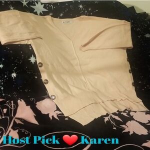 AQE FASHION V Neck Soft Pink knit 2XL HI/LO